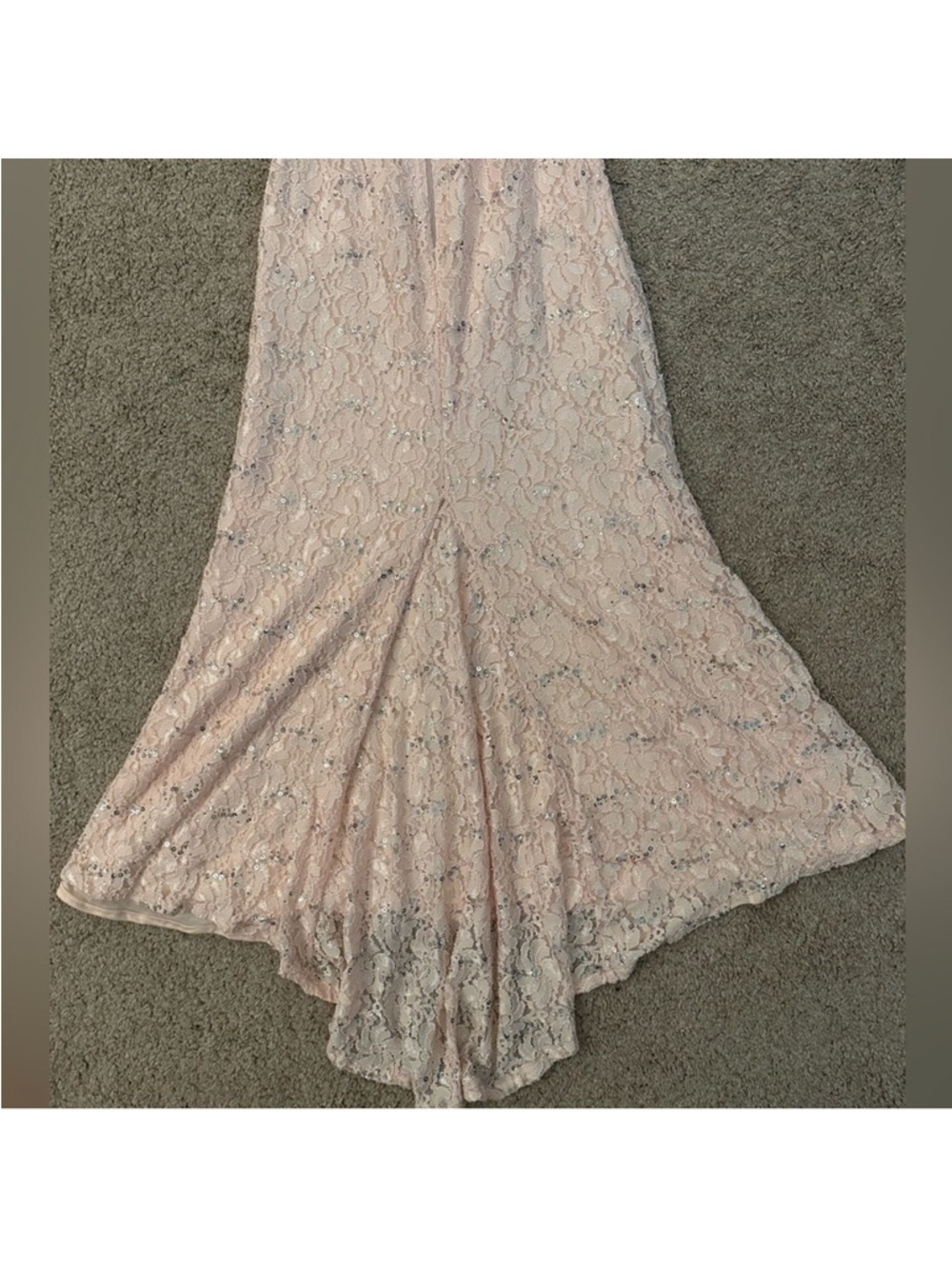 My Michelle Blush Lace Maxi Dress Sequin Bridal Wedding Guest XS S 5 - Picture 6 of 9